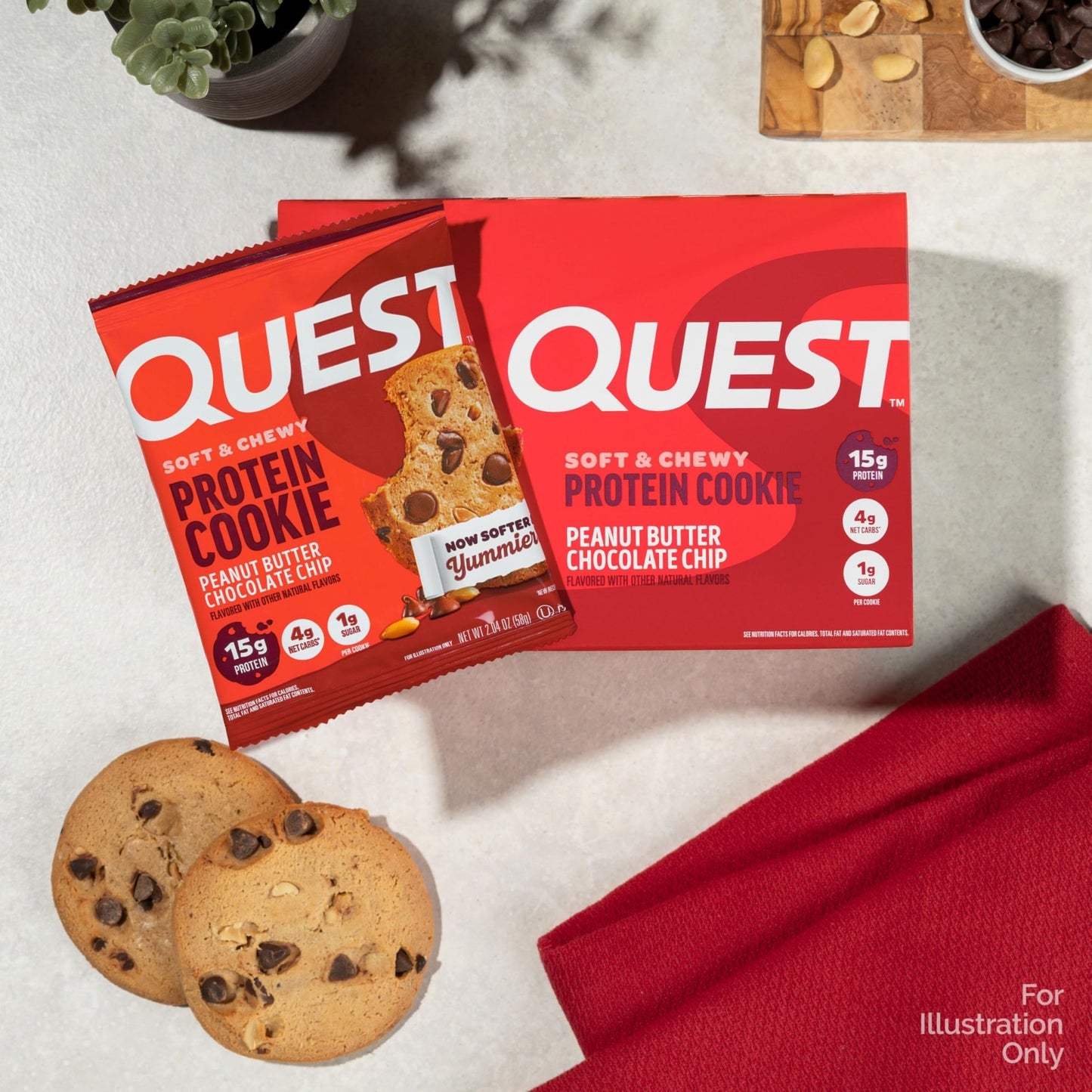 Quest Nutrition Peanut Butter Chocolate Chip High Protein Cookie, Keto Friendly, Low Carb, 24.5 Oz, 12 count (Pack of 1) - Fresh Hearth