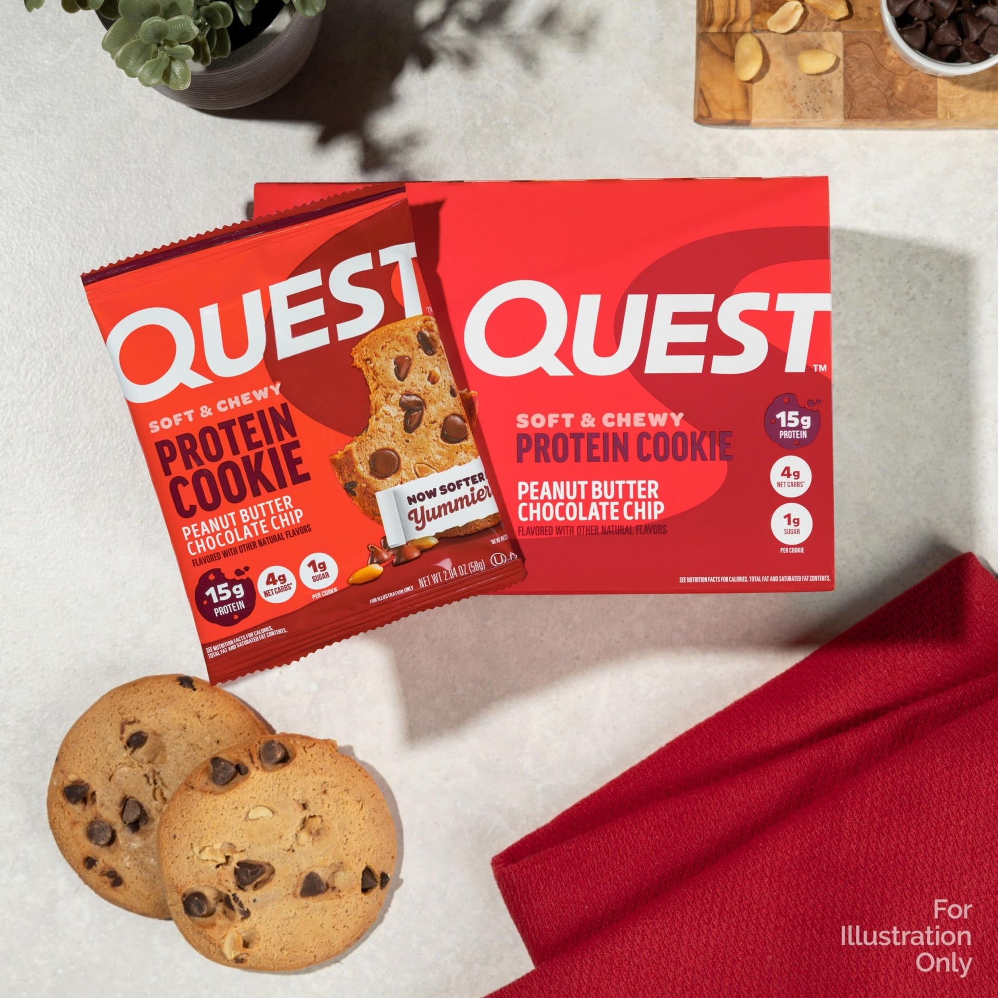 Quest Nutrition Peanut Butter Chocolate Chip High Protein Cookie, Keto Friendly, Low Carb, 24.5 Oz, 12 count (Pack of 1) - Fresh Hearth