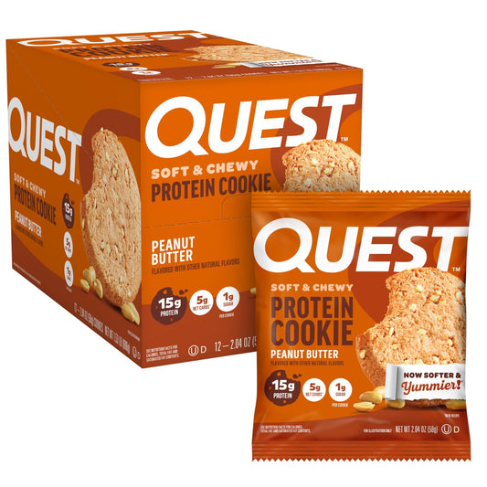 Quest Nutrition Peanut Butter Protein Cookie, 15g Protein, 1g Sugar, 5g Net Carbs, Keto Friendly, High Protein, Low Carb; 12 Count - Fresh Hearth