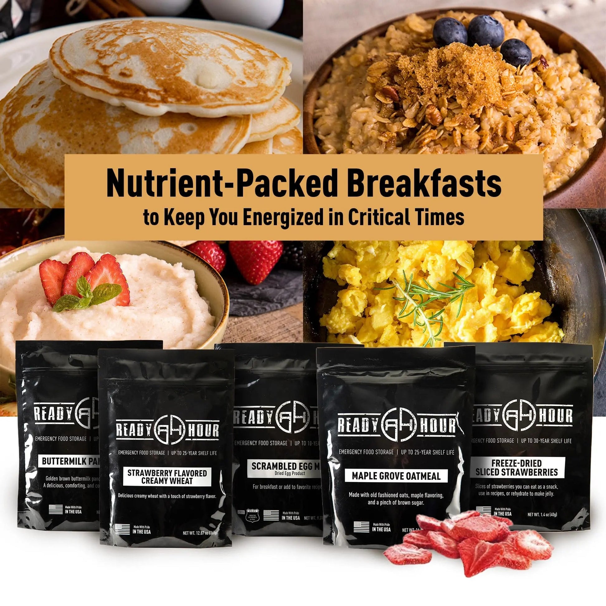 Ready Hour Breakfast Bucket (128 Servings), Emergency Food Supply, Emergency Food Kit, 25 - Year Shelf Life Food, Survival Food Buckets, Long - Lasting Food Supply, Flood - Safe Container - Fresh Hearth