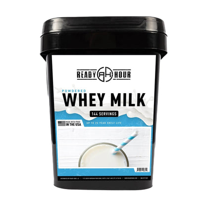 Ready Hour, Bulk Powdered Milk, Real Non - Perishable Whey, 25 - Year Shelf Life, Portable Emergency and Adventure Food Supply, Durable Flood Safe Container, 144 Servings - Fresh Hearth