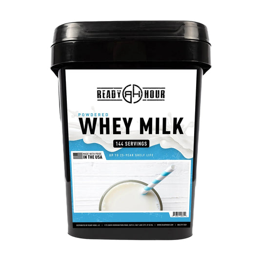 Ready Hour, Bulk Powdered Milk, Real Non - Perishable Whey, 25 - Year Shelf Life, Portable Emergency and Adventure Food Supply, Durable Flood Safe Container, 144 Servings - Fresh Hearth