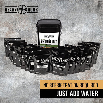 Ready Hour, Emergency Meal Entrées, Real Non - Perishable Meals, 25 - Year Shelf Life, Portable Flood - Safe Container, 120 Servings - Fresh Hearth