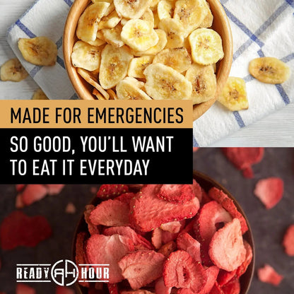 Ready Hour, Fruit & Veggie Mix, Non - Perishable Freeze - Dried Food, 30 - Year Shelf Life, Portable Emergency and Adventure Food Supply, Durable Flood Safe Container, 56 Servings - Fresh Hearth