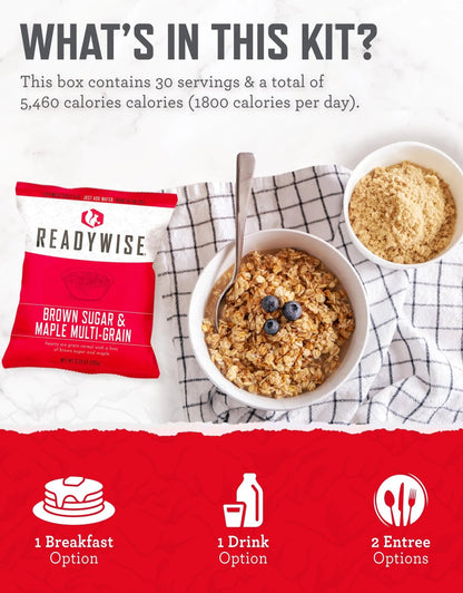 READYWISE - 72 Hours, 30 Servings, Emergency Food Supply, MRE, Pre - made, Freeze - Dried, Survival Food, Meal Essentials for, Camping, Hiking, and, Emergencies, Individually Packaged, 25 - Year Shelf Life - Fresh Hearth