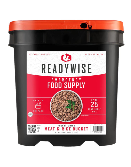 READYWISE - Chicken, Beef, Pork & Rice Emergency Food Supply Bucket, Freeze - Dried Survival Meals, Camping & Hiking Essentials, Long Term Meal, 48 Meat & 40 Rice Servings, Up to 25 Year Shelf Life - Fresh Hearth