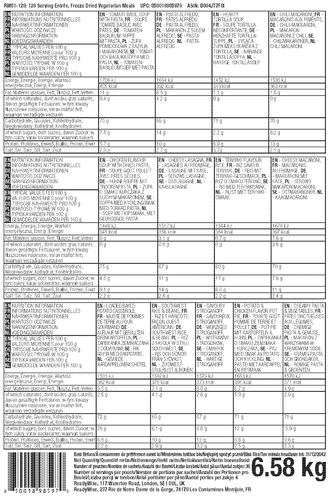 ReadyWise Emergency Food Supply - 120 Servings Favorites Sample Bucket, Survival Food Kit, Freeze Dried Prepper Food & Dehydrated Meals for Camping Essentials & Backpacking, up to 25 Year Shelf Life - Fresh Hearth