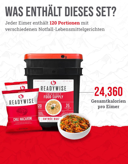 ReadyWise Emergency Food Supply - 120 Servings Favorites Sample Bucket, Survival Food Kit, Freeze Dried Prepper Food & Dehydrated Meals for Camping Essentials & Backpacking, up to 25 Year Shelf Life - Fresh Hearth