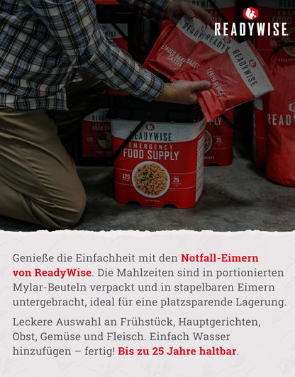 ReadyWise Emergency Food Supply - 120 Servings Favorites Sample Bucket, Survival Food Kit, Freeze Dried Prepper Food & Dehydrated Meals for Camping Essentials & Backpacking, up to 25 Year Shelf Life - Fresh Hearth