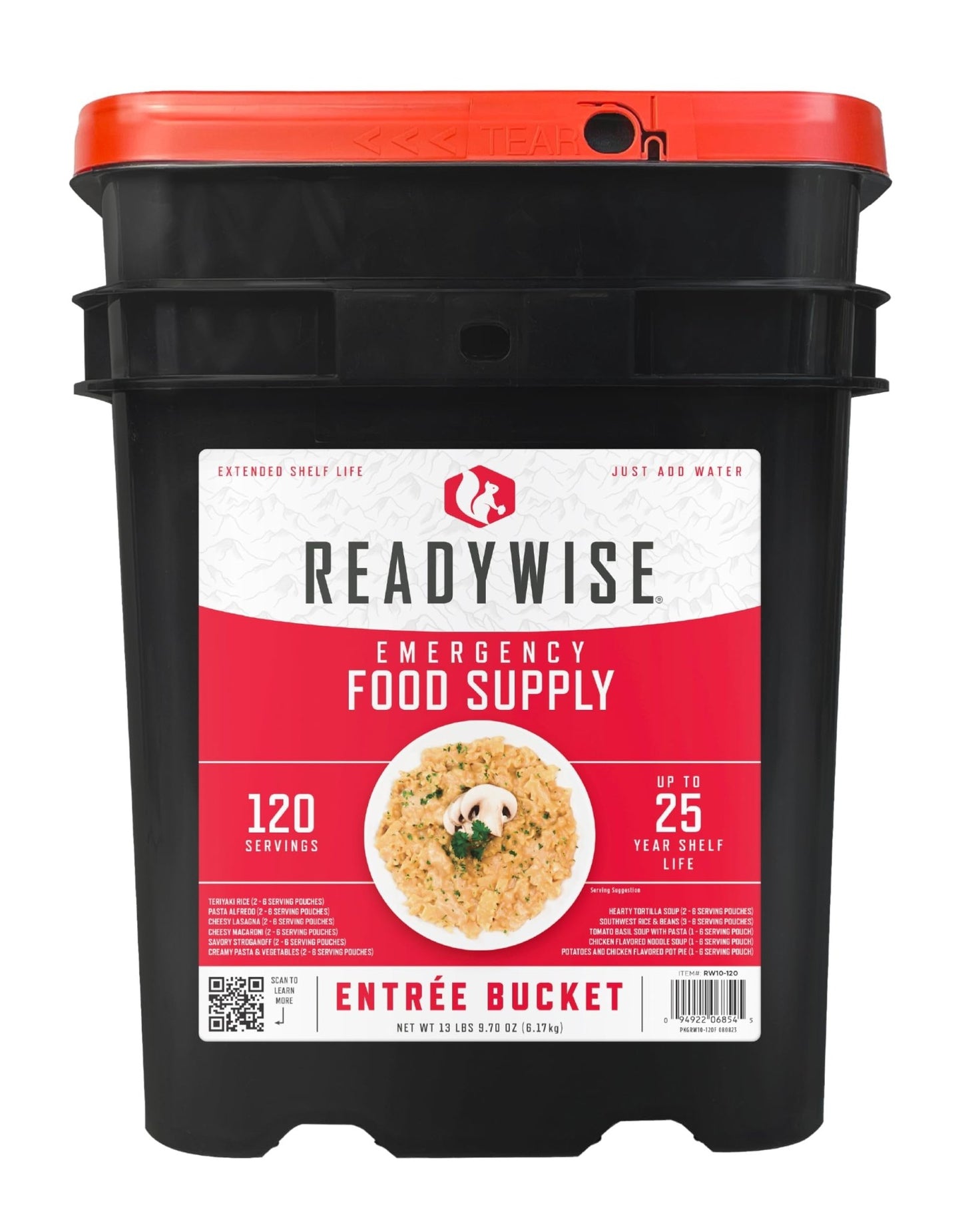 ReadyWise Emergency Food Supply - 120 Servings Favorites Sample Bucket, Survival Food Kit, Freeze Dried Prepper Food & Dehydrated Meals for Camping Essentials & Backpacking, up to 25 Year Shelf Life - Fresh Hearth