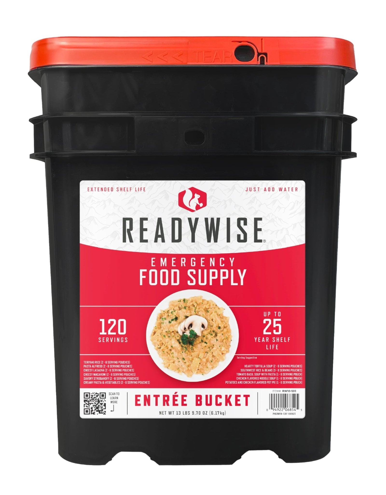 ReadyWise Emergency Food Supply - 120 Servings Favorites Sample Bucket, Survival Food Kit, Freeze Dried Prepper Food & Dehydrated Meals for Camping Essentials & Backpacking, up to 25 Year Shelf Life - Fresh Hearth
