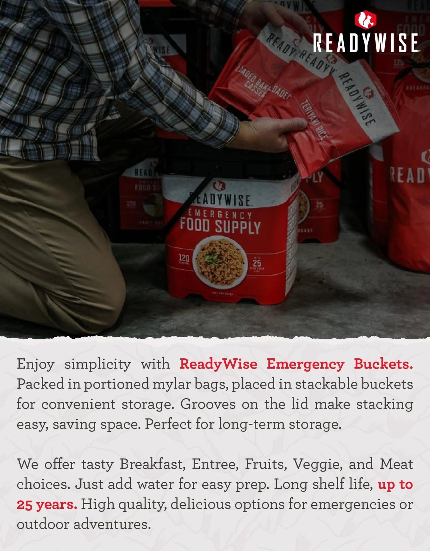 READYWISE - Favorite’s Box, 18 Servings, MRE, Emergency Food Supply, Premade, Freeze Dried Food, Survival Meal, Hiking, Adventure & Camping Essentials, Just Add Water, 25 - Year Shelf Life - Fresh Hearth