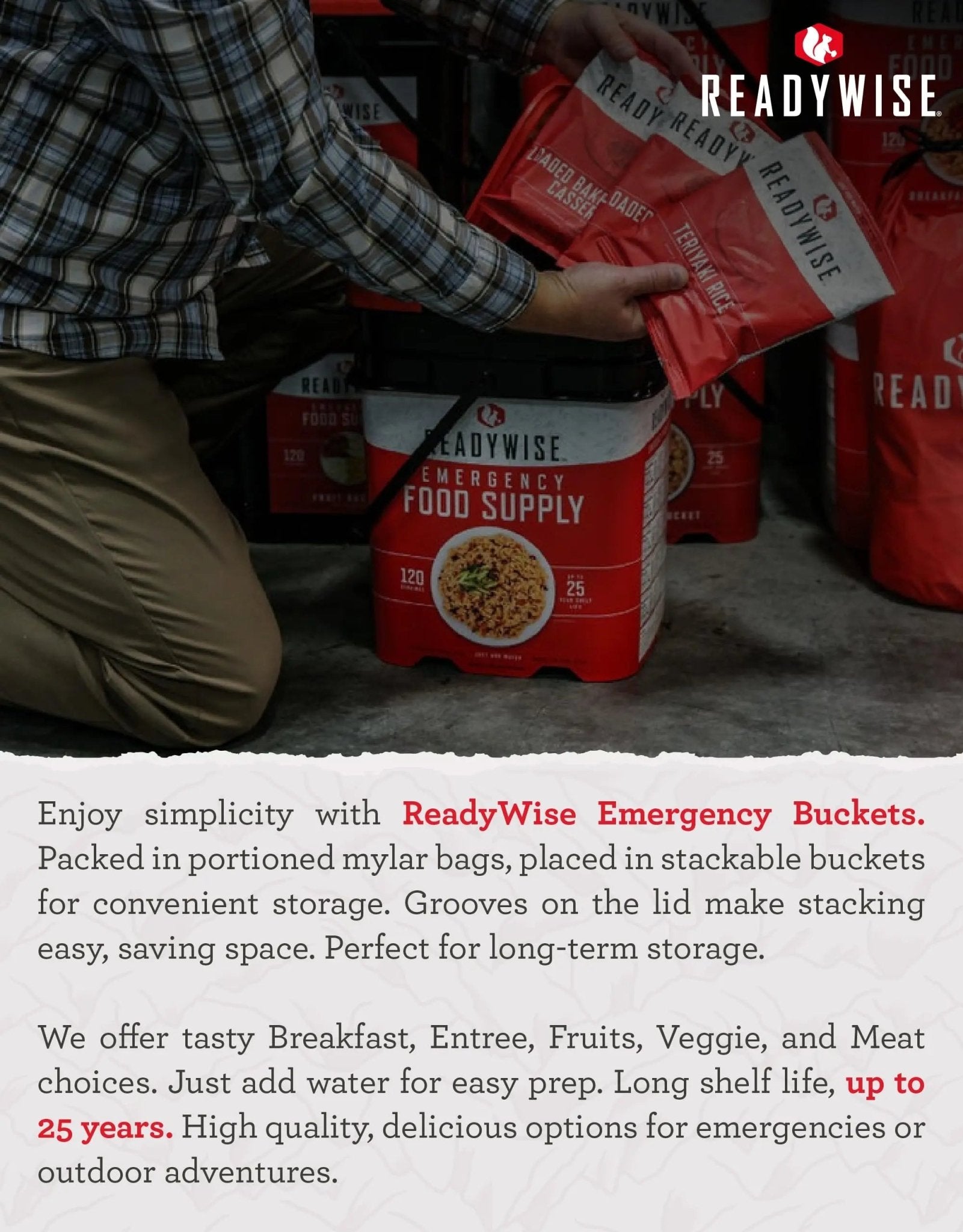 READYWISE - Favorite’s Box, 18 Servings, MRE, Emergency Food Supply, Premade, Freeze Dried Food, Survival Meal, Hiking, Adventure & Camping Essentials, Just Add Water, 25 - Year Shelf Life - Fresh Hearth