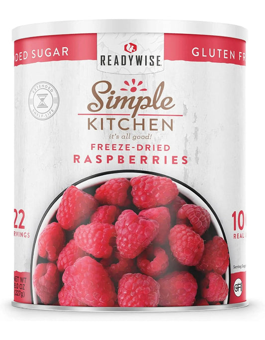 READYWISE - Simple Kitchen Freeze Dried Raspberries, 22 Servings, Vegan, Gluten Free, Healthy Snack, Survival Food, Dried Fruit, Raspberries - Fresh Hearth