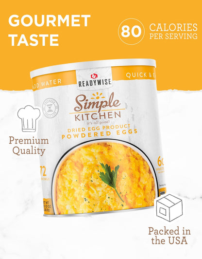 READYWISE - Simple Kitchen, Powdered Eggs, 72 Servings, Emergency Supply, Dehydrated Food, Baking Supplies, Camping Meals, Survival Food, 10 Can Egg Powder, Dehydrated Eggs Powder - Fresh Hearth