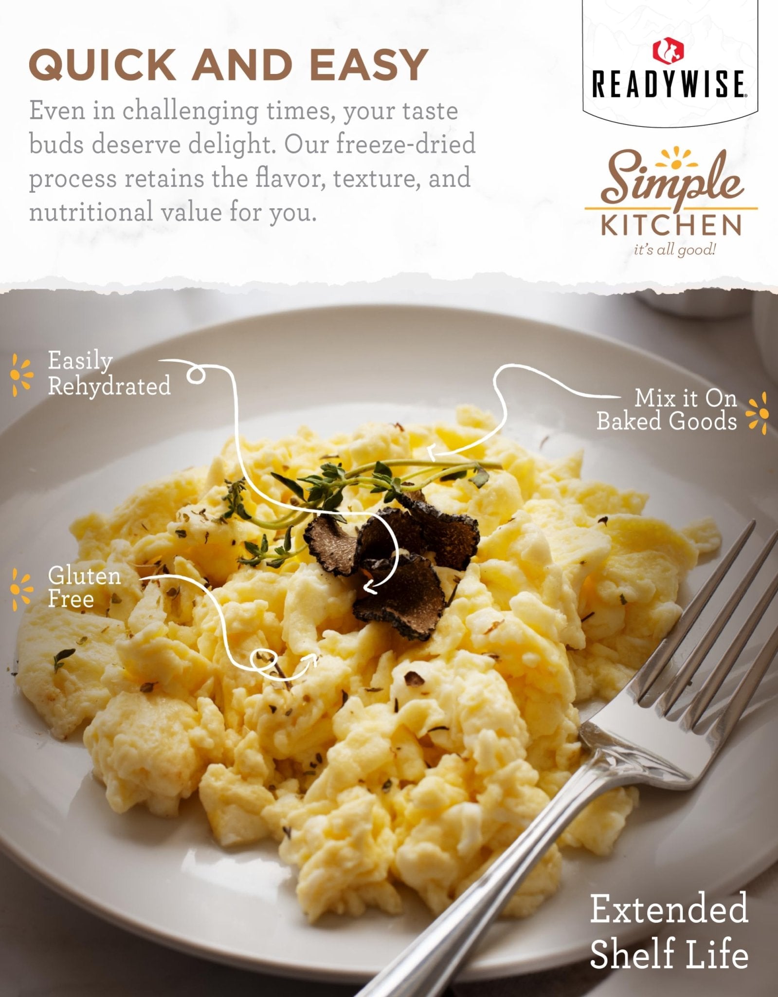 READYWISE - Simple Kitchen, Powdered Eggs, 72 Servings, Emergency Supply, Dehydrated Food, Baking Supplies, Camping Meals, Survival Food, 10 Can Egg Powder, Dehydrated Eggs Powder - Fresh Hearth