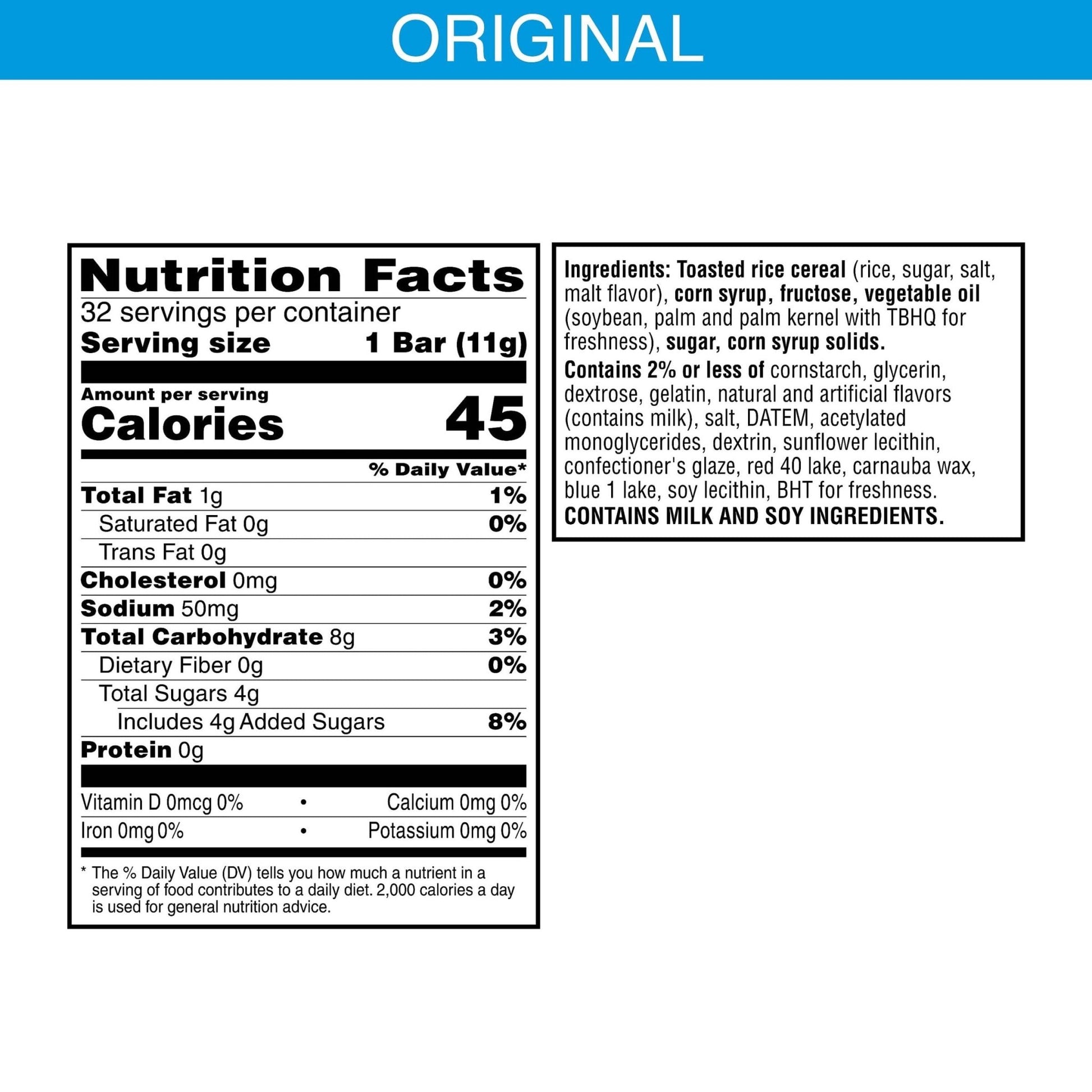 Rice Krispies Treats Mini Crispy Marshmallow Squares, 4th of July Snacks, Original with Star - Spangled Sprinkles, 12.4oz Box (32 Bars) - Fresh Hearth