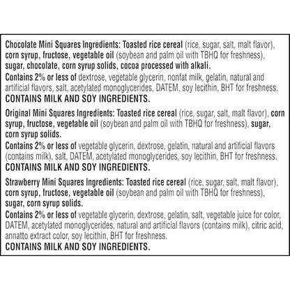 Rice Krispies Treats Mini Crispy Marshmallow Squares, Kids Snacks, Lunch Snacks, Variety Pack, 20.1oz Box (52 Bars) - Fresh Hearth