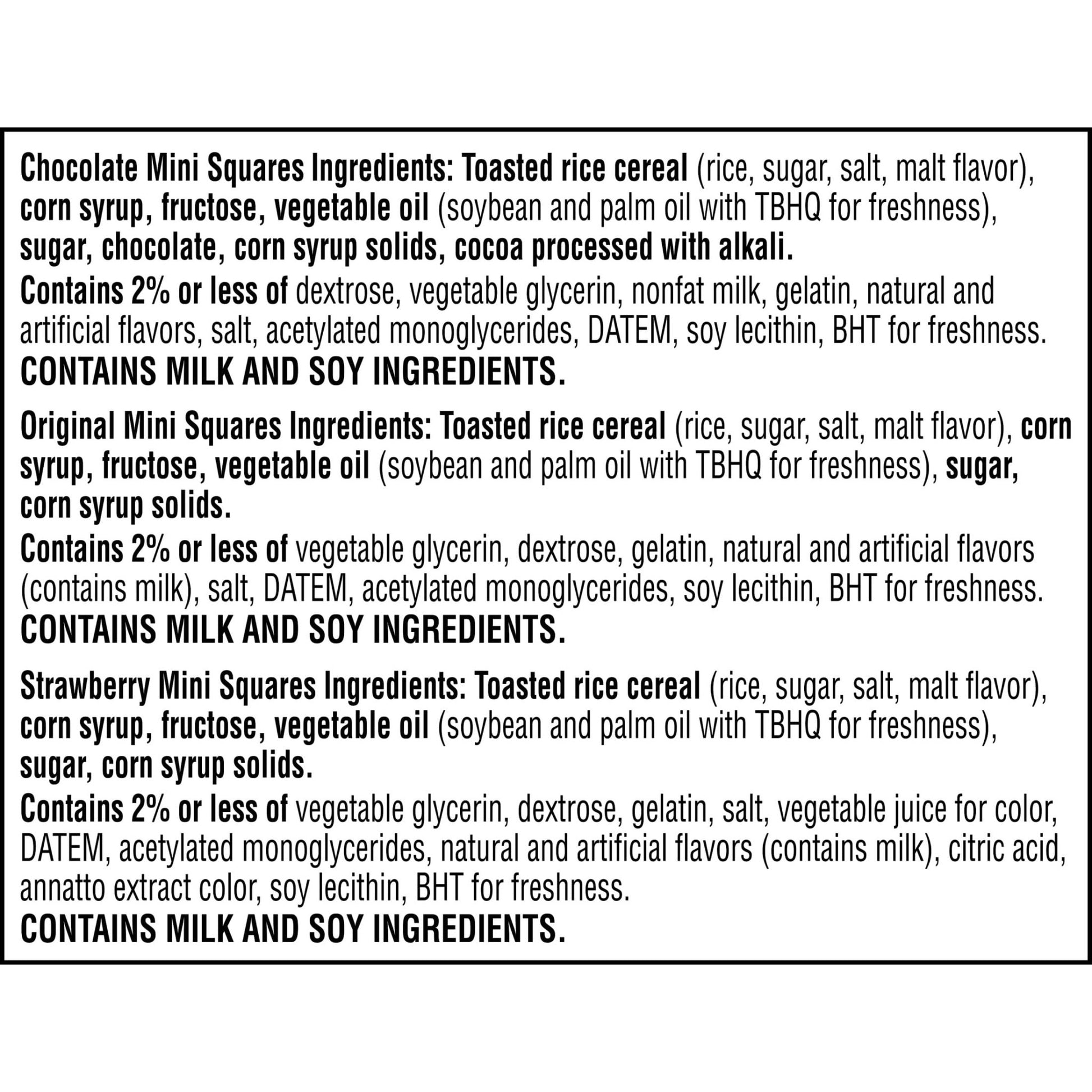 Rice Krispies Treats Mini Crispy Marshmallow Squares, Kids Snacks, Lunch Snacks, Variety Pack, 20.1oz Box (52 Bars) - Fresh Hearth