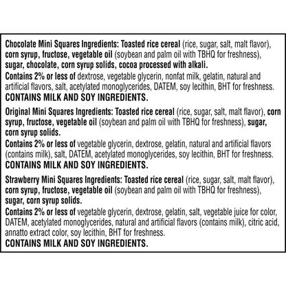 Rice Krispies Treats Mini Crispy Marshmallow Squares, Kids Snacks, Lunch Snacks, Variety Pack, 20.1oz Box (52 Bars) - Fresh Hearth