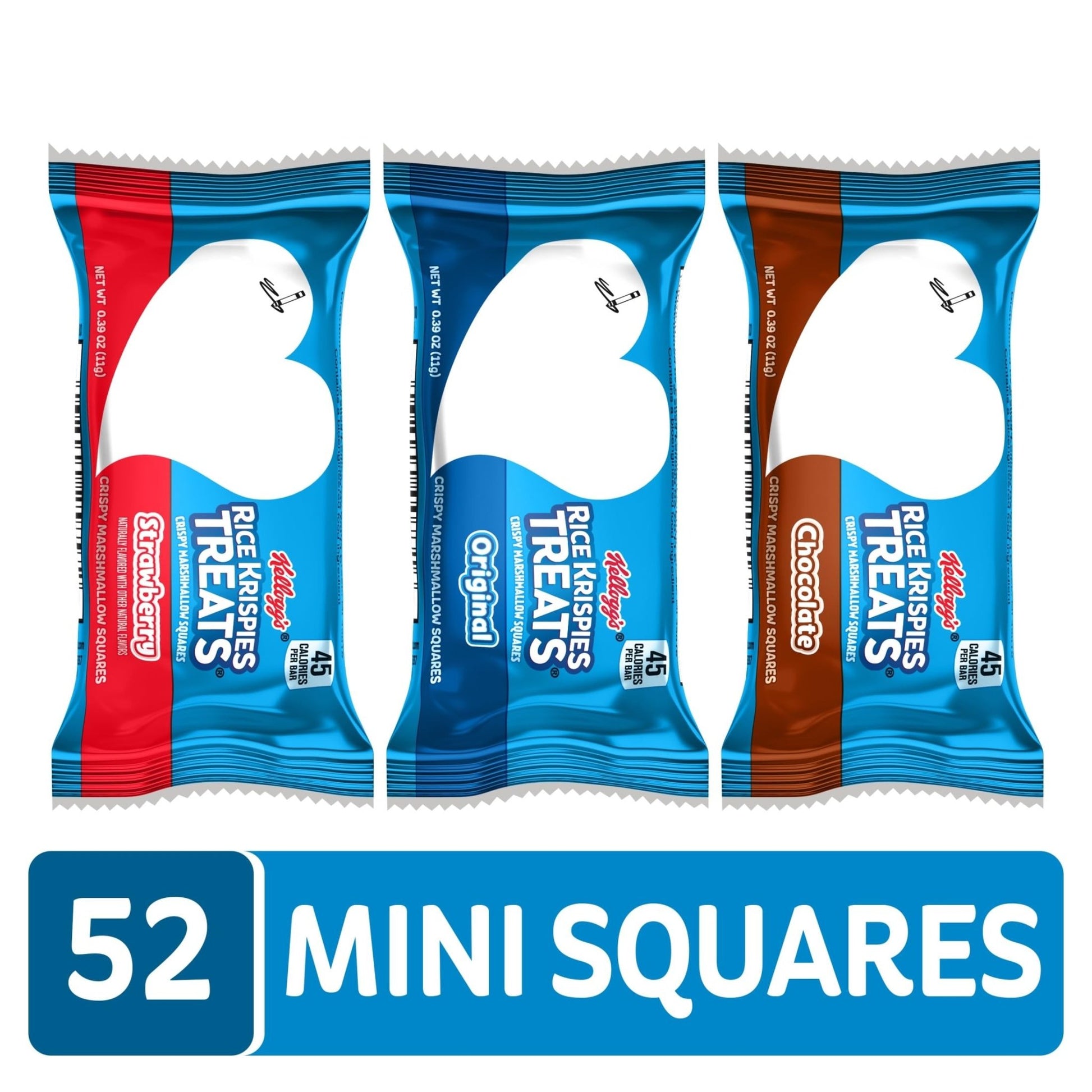 Rice Krispies Treats Mini Crispy Marshmallow Squares, Kids Snacks, Lunch Snacks, Variety Pack, 20.1oz Box (52 Bars) - Fresh Hearth
