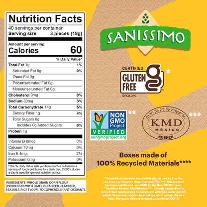Sanissimo Salmas Salted, 40 packs of 3 Crackers, Oven Baked Corn Crackers, Gluten Free, Non GMO, Kosher Certified - Fresh Hearth