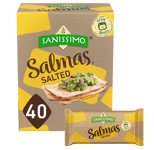 Sanissimo Salmas Salted, 40 packs of 3 Crackers, Oven Baked Corn Crackers, Gluten Free, Non GMO, Kosher Certified - Fresh Hearth