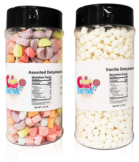 Sarah's Candy Factory Variety Dehydrated Marshmallow Bits, Vanilla Marshmallows in Jar, Assorted Marshmallows in Jar (Vanilla - Assorted) - Fresh Hearth