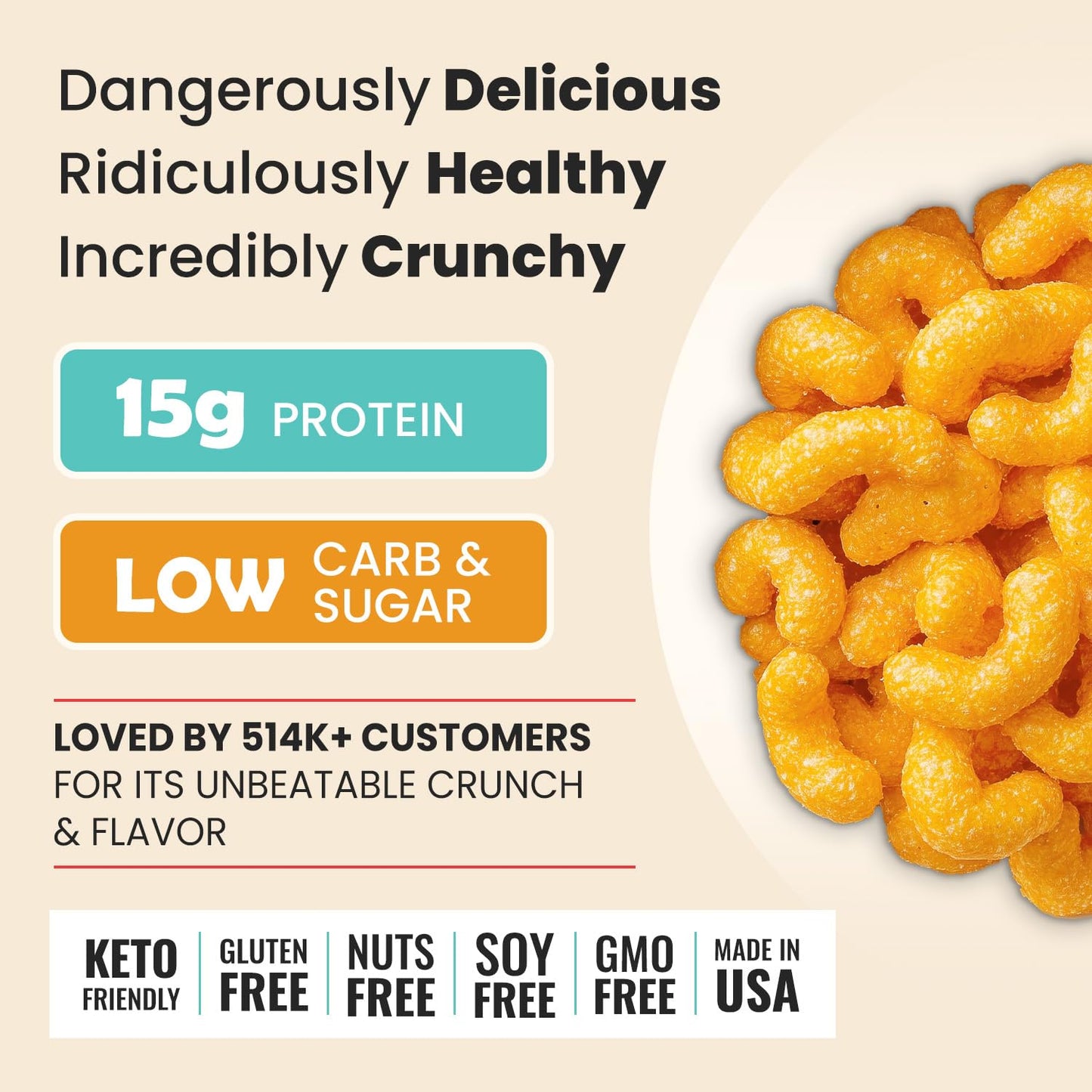 Schoolyard Keto Snacks - Cheddar Cheese - 15g Protein Puffs, Low Carb, Low Sugar - Gluten Free, Healthy & Diabetic Friendly, High Protein, Low Calorie snacks for Kids & Adults, USA Made, 12 Pack - Fresh Hearth