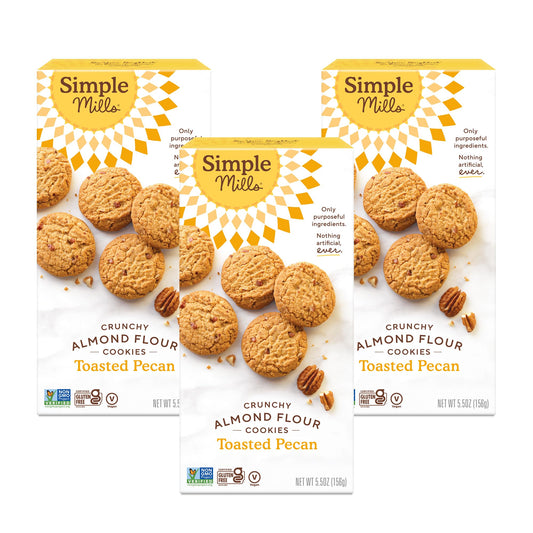 Simple Mills Almond Flour Crunchy Cookies, Toasted Pecan - Gluten Free, Vegan, Healthy Snacks, Made with Organic Coconut Oil, 5.5 Ounce (Pack of 3) - Fresh Hearth