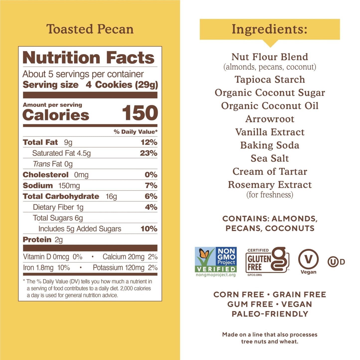 Simple Mills Almond Flour Crunchy Cookies, Toasted Pecan - Gluten Free, Vegan, Healthy Snacks, Made with Organic Coconut Oil, 5.5 Ounce (Pack of 3) - Fresh Hearth