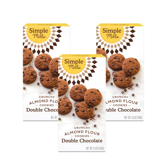 Simple Mills Almond Flour Double Chocolate Chip Cookies, Gluten Free and Delicious Crunchy Cookies, Organic Coconut Oil, Good for Snacks (Packaging May Vary), 5.5 Ounce (Pack of 3) - Fresh Hearth