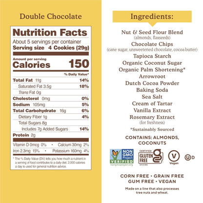 Simple Mills Almond Flour Double Chocolate Chip Cookies, Gluten Free and Delicious Crunchy Cookies, Organic Coconut Oil, Good for Snacks (Packaging May Vary), 5.5 Ounce (Pack of 3) - Fresh Hearth