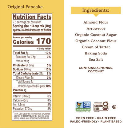 Simple Mills Almond Flour Pancake & Waffle Mix, Original - Gluten Free, Plant Based, Paleo Friendly, Breakfast 10.7 Ounce (Pack of 3) - Fresh Hearth