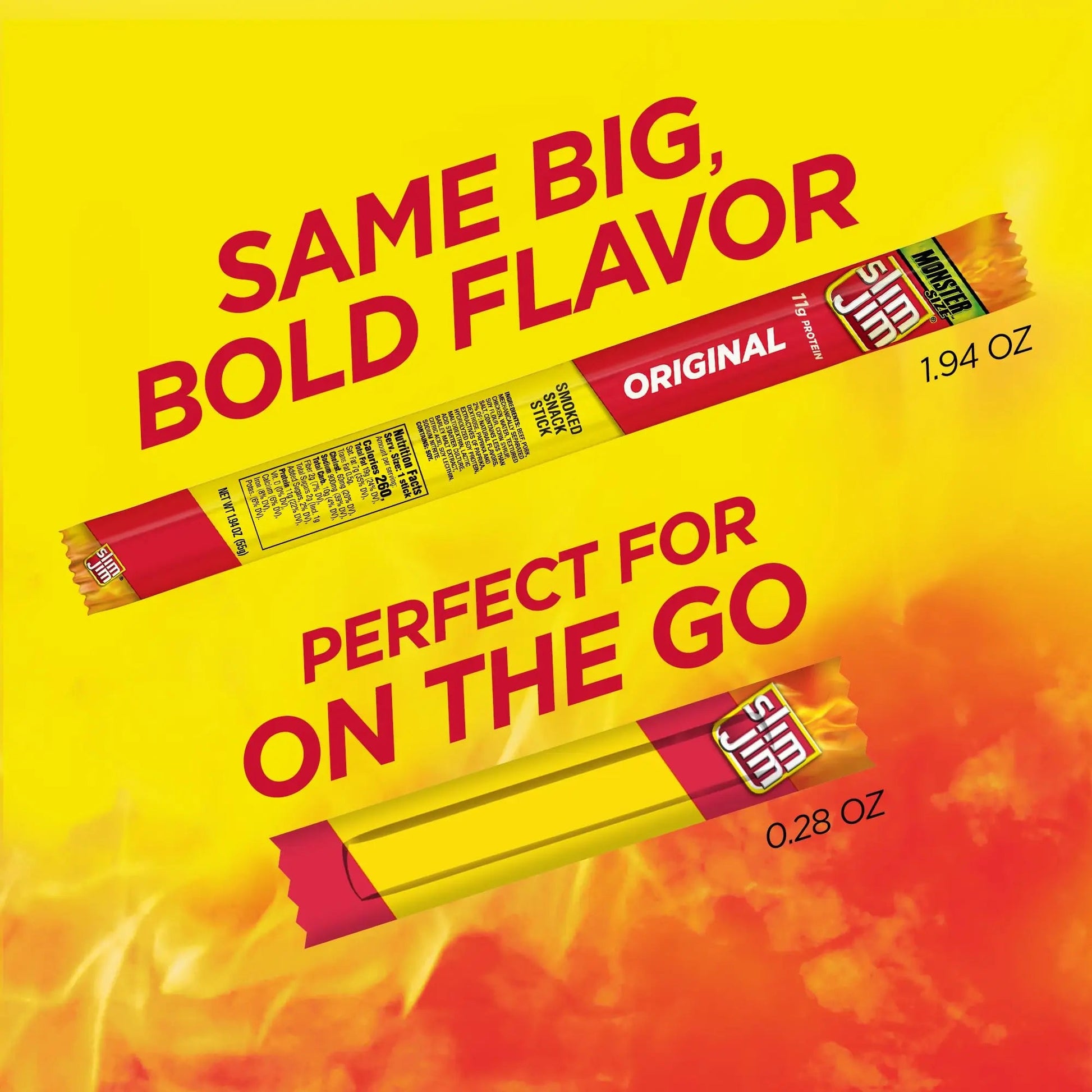 Slim Jim Smoked Meat Sticks, Original Flavor, 6g Protein Per Serving, Snack Size, 0.28 oz. (46 Count) - Fresh Hearth