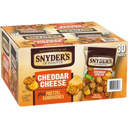 Snyder's of Hanover Pretzel Sandwiches, Cheddar Cheese, Snack Packs, 30 Ct - Fresh Hearth