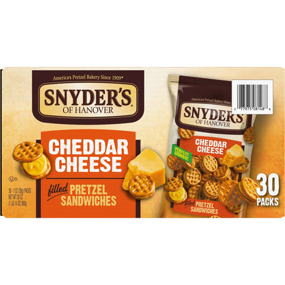 Snyder's of Hanover Pretzel Sandwiches, Cheddar Cheese, Snack Packs, 30 Ct - Fresh Hearth