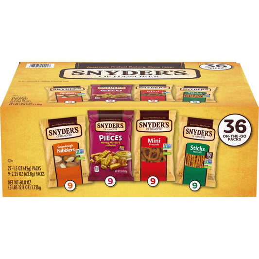 Snyder's of Hanover Variety Pack Pretzels, 36 Count Variety Pack (Pack of 36) - Fresh Hearth