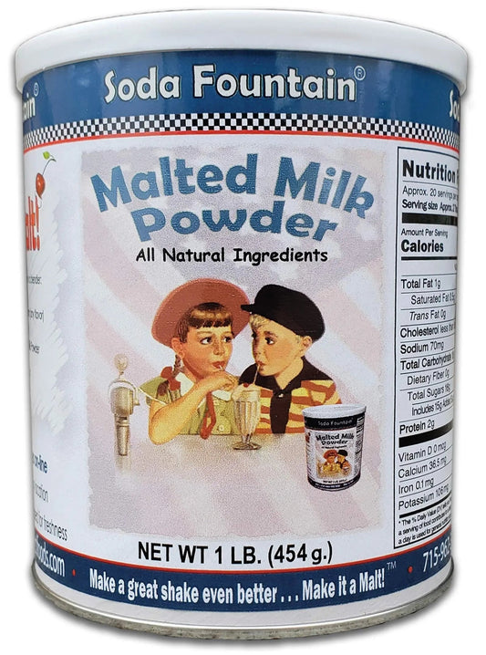 Soda Fountain Malted Milk Powder 1 lb. Canister - Malt Powder for Ice Cream and Baking - Fresh Hearth