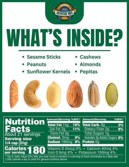 Southern Style Nuts Gourmet Hunter Bulk Trail Mix, 23 oz (Pack of 1), Sesame Sticks, Roasted Peanuts, Sunflower Kernels, Almonds, Cashews & Pepitas, Mixed Nuts, Snacks for Adults & Kids - Fresh Hearth