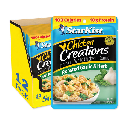 StarKist Chicken Creations, Roasted Garlic & Herb - 2.6 oz Pouch, Pack of 12 - Fresh Hearth