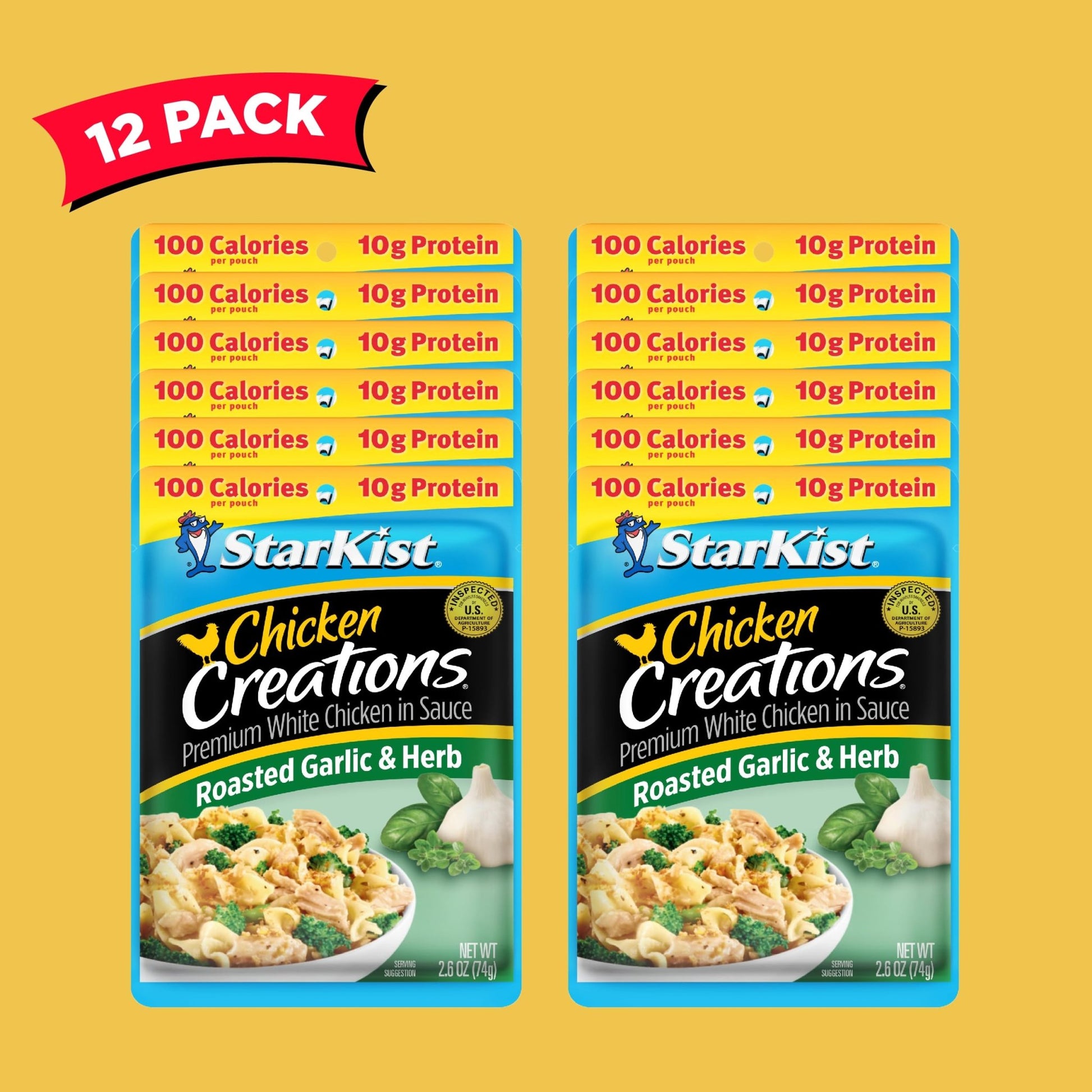 StarKist Chicken Creations, Roasted Garlic & Herb - 2.6 oz Pouch, Pack of 12 - Fresh Hearth