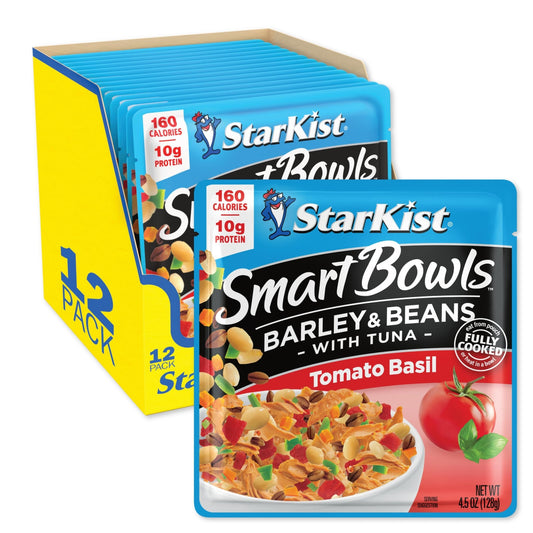 StarKist Smart Bowls Tomato Basil, 4.5 oz Pouch (Pack of 12) - Features Barley & Beans with Wild Caught Light Tuna - Fresh Hearth