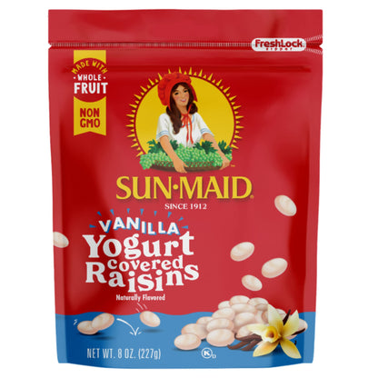 Sun - Maid Vanilla Yogurt Coated Raisins - (12 Pack) 8 oz Resealable Bag - Yogurt Covered Dried Fruit Snack for Lunches and Snacks - Fresh Hearth