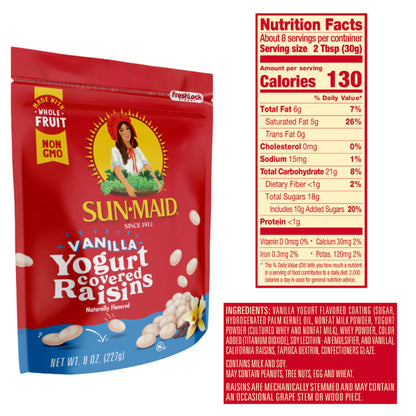 Sun - Maid Vanilla Yogurt Coated Raisins - (12 Pack) 8 oz Resealable Bag - Yogurt Covered Dried Fruit Snack for Lunches and Snacks - Fresh Hearth