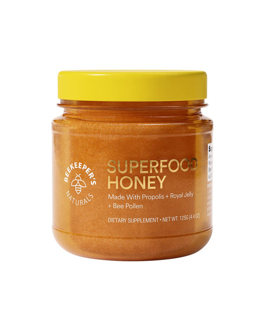 Superfood Honey by Beekeeper's Naturals - Bee Pollen, Royal Jelly, Propolis, Honey - Natural Energy, Immune Support, Mental Clarity, Athletic Performance (4.4 oz) - Fresh Hearth