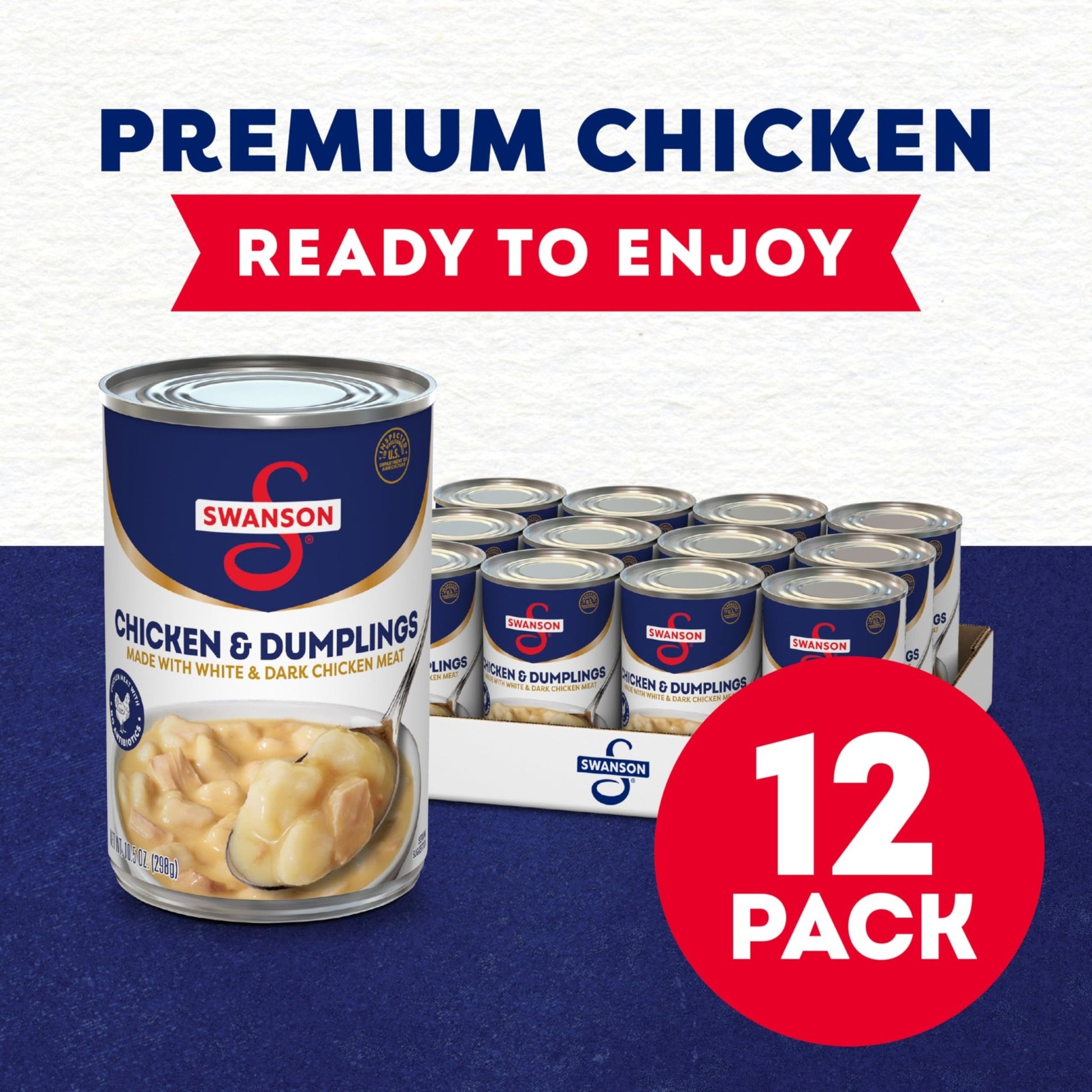 Swanson Canned Chicken and Dumplings With White and Dark Chicken Meat, 10.5 OZ Can (Case of 12) - Fresh Hearth