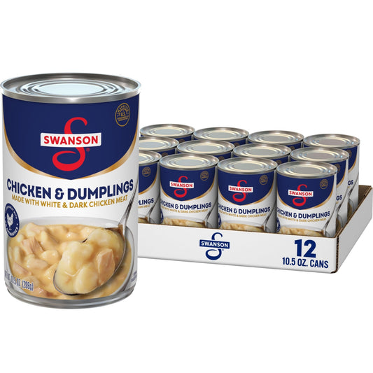 Swanson Canned Chicken and Dumplings With White and Dark Chicken Meat, 10.5 OZ Can (Case of 12) - Fresh Hearth