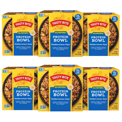 TASTY BITE Mediterranean Protein Bowl, 8.8 Ounce, Pack of 6, Ready to Eat, Microwaveable, Vegan, 14 Grams Plant Protein - Fresh Hearth