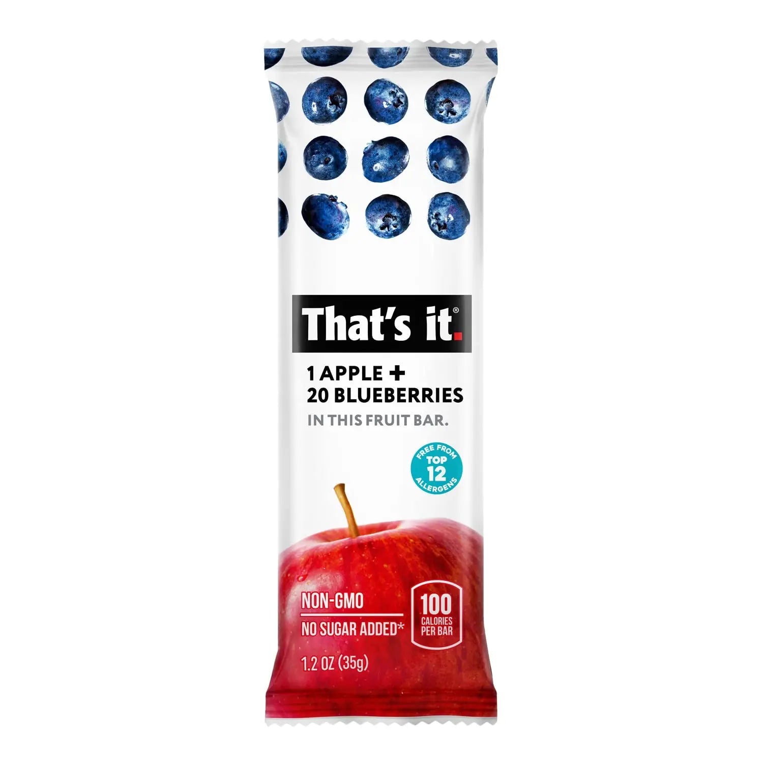 That's it. Apple + Blueberry 100% Natural Real Fruit Bar, Best High Fiber Vegan, Gluten Free Healthy Snack, Paleo for Children & Adults, Non GMO No Sugar Added, No Preservatives Energy Food (12 Pack) Apple Blueberry fruit bar - Fresh Hearth